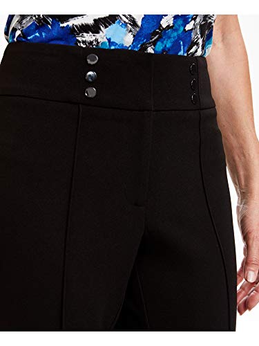 Kasper Women's Drapey Crepe Pant with Front Button Detail, Black, 183