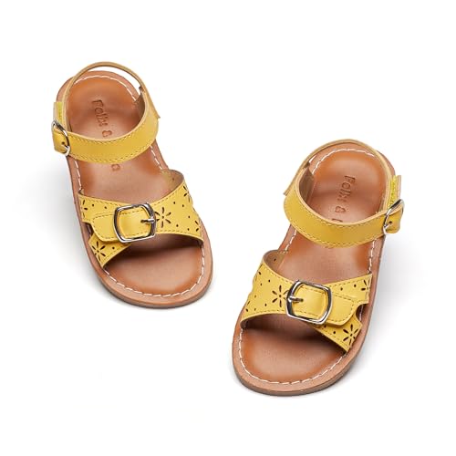Image of Felix & Flora Toddler Girl Sandals - Flower Girl Dress Shoes Open Toe Little Kid Flats