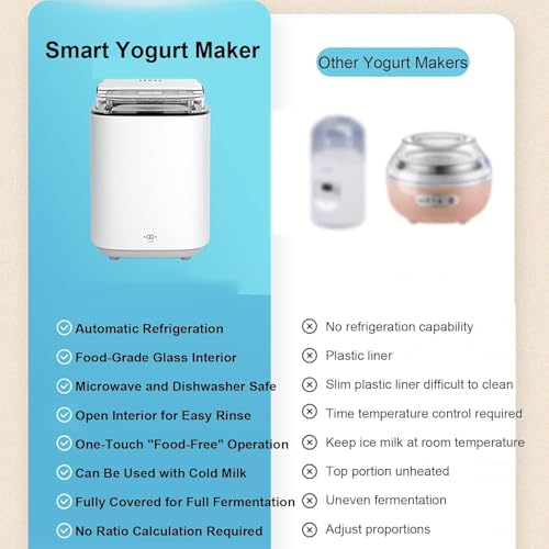 Yogurt Maker - Macchina multifunzione completamente automatica con 3 impostazioni di timer e refrigerazione automatica per yogurt fatto in casa, vino di riso e natto