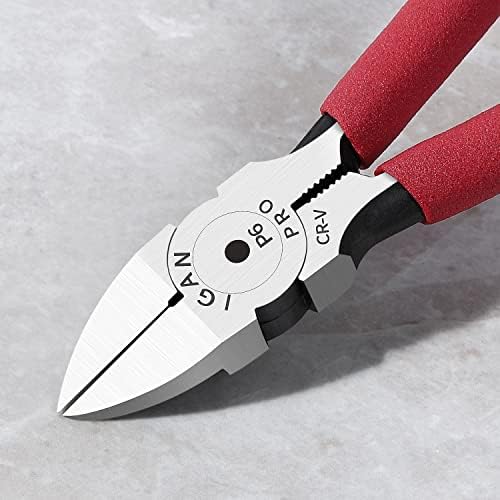 IGAN-P6 Wire Flush Cutters, 6-inch Ultra Sharp and Precision Side Cutter Clippers with Longer Flush Cutting Edge, Spring-loaded, Ideal Wire Snips for Handmade and Any Clean Cut Needs