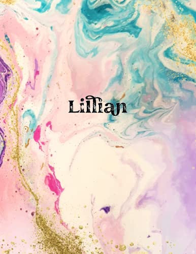 Lillian: Cover Style Water Color - Personalized Name Notebook | Wide Ruled Paper Notebook Journal | For Teens Kids Students Girls| For Home School College | 8.5 x 11 inch 160 pages