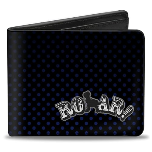 Buckle-Down Men's Disney Wallet, Bifold, Toy Story Rex Roar Halftone Black Blues Gray White, Vegan Leather, 4.0