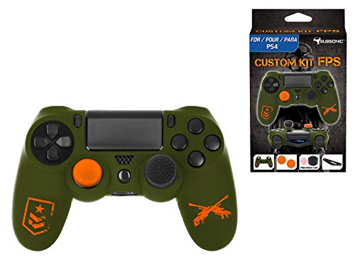 Preisvergleich Produktbild Subsonic SA5508 Silikon-Schutzhülle für PS4-Controller - Customization-Zubehörpaket mit weicher Antitranspirant-Schale, Präzisions-Thumb Grips Caps für Joystick und Aufkleber Schwarz