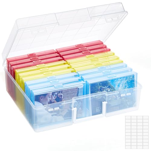 Lifewit Foto Aufbewahrungsbox mit 18 PCS innere Fotohalter, Fotobox 10,1 x 15,2 cm, Mehrfarbige Fotoboxen zur Aufbewahrung, Foto Organizer Box aus Kunststoff für Saatgut Karten Handwerk Aufkleber