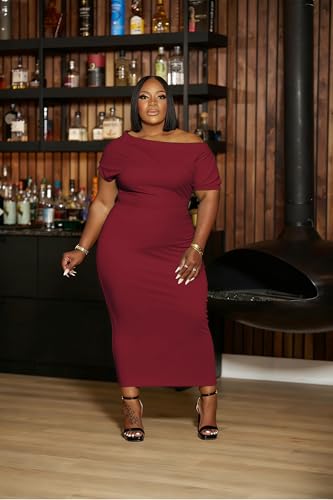 Image of YeGine Women Plus Size Bodycon Long Dress Off Shoulder Sexy Slim Elegant Dresses