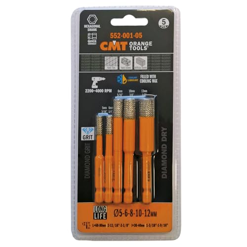 Mèches pour grès CMT 552-001-05 set de 5 pièces de 5 à 12mm avec queue hexagonale - 2