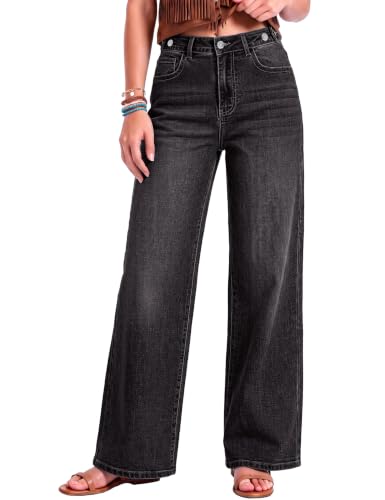 luvamia Wide Leg Jeans for Women High Waisted Stretchy Baggy Denim Pants | Trendy Adjustable Cinched Waist, 29.5" Inseam, 90s Baggy Jeans, Casual Pants, Country Concert Outfits for Women, Western Wear