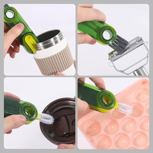 Image of 3-in-1 Bottle Cleaning Brush Set - Silicone Cup Brush with Long Handle + Straw Cleaner + Multi-Function Gap Brush | Deep Cleaning for Bottles, Cups, Glass, Lids & Narrow Spaces (Kitchen Cleaning Kit)