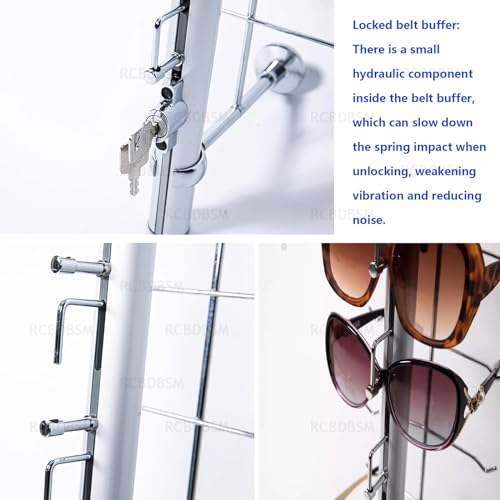 Soporte de exhibición de gafas con cerradura, soporte de marco de aluminio montado en la pared para almacenamiento y organización seguros de gafas