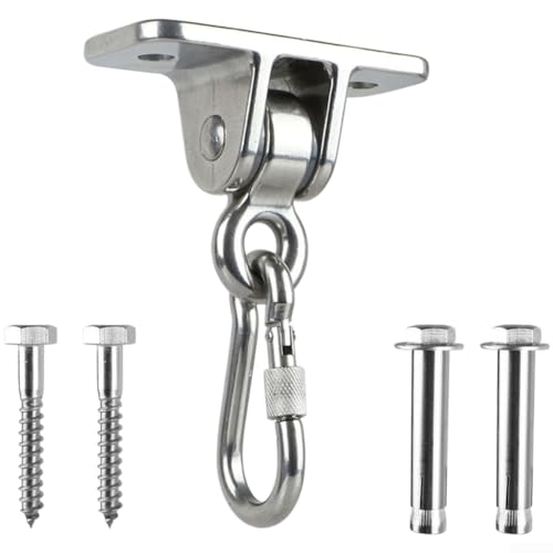 Hasaller Colgador de acero inoxidable 304 para columpio, capacidad de carga de 850 kg, para yoga, pilates, equipo de fitness, gancho resistente para colgar, plateado, 10 x 10 x 8 cm (E)