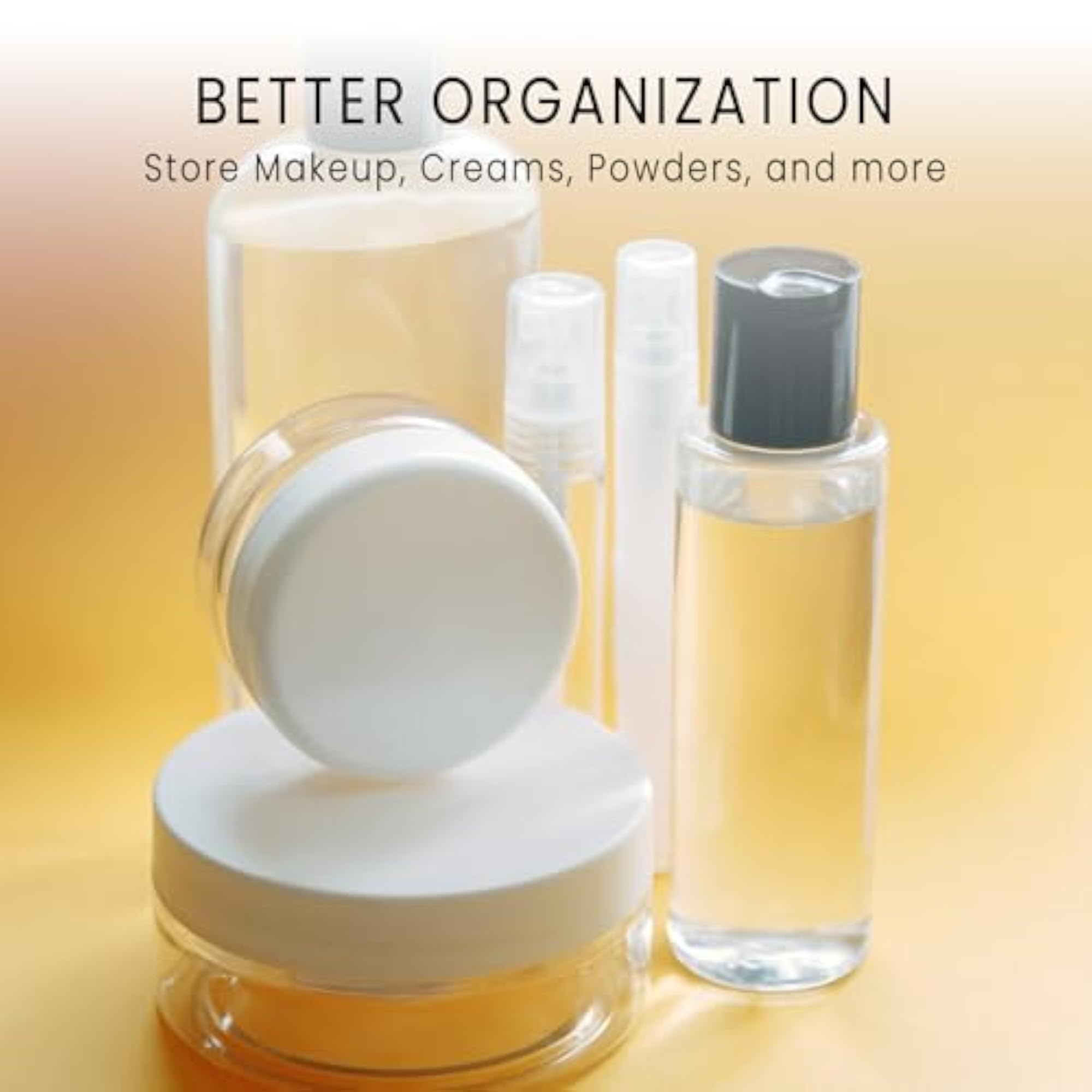 5G High Quality Round Clear Jars with Black Lids, Pack of 200