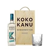 Personalised Koko Kanu Jamaican Coconut Rum Gift Set with Glass & Wooden Box – Premium Tropical White 70cl – Ideal Birthday Gift for Him, Boyfriend or