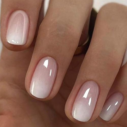 Unghie Finto Effetto Cromo Forma Quadra Corta - 24 Pezzi French Design Lucido, Unghie Acriliche Riutilizzabili con Adesivo Gentile, Ideali per Nail Art e Occasioni Speciali