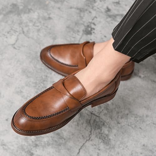 Oxford Shoes for Men Leather Party Slip On Pointed Toe Prom Slip Resistant Low Top Rubber Sole Non Slip Shoe3