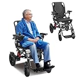 Ultra-Light Folding Electric Wheelchair for Adults | 12 Miles Long Travel Range | All Terrain Electric Wheelchairs | Aluminum Frame Scooter for Seniors | 500W Motors Power Wheelchair for Daily Use