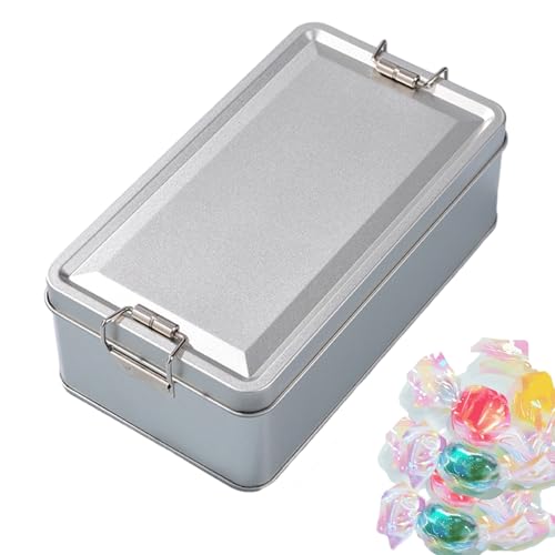 Latas de metal para cookies, lata de almacenamiento de pasteles con tapa, latas de almacenamiento de hojalata, caja rectangular de hojalata S-torage, caja de St-orage de Co-okies, lata decorativa para