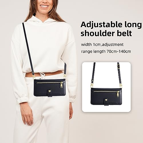 Asuwish Phone Case For Samsung Galaxy S7 Edge Wallet Cover And Screen Protector Zipper Card Holder Slot Stand Flip Leather Cell Accessories Protective Lanyard S7Edge S 7 Gs7 7S 7Edge Women Men Black thumb #7