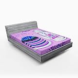 ABAKUHAUS Té Sábana Elastizada, Secreto de la intimidad de la Torta Palabras, Suave Tela Decorativa Estampada Elástico en el Borde, 140 x 200 cm, Multicolor
