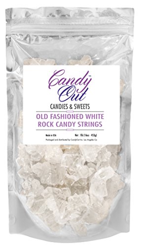 CandyOut Old Fashioned White Rock Candy String Pieces 1 Pound