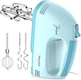 HaooAir Handmixer, 7-stufig einstellbarer Küchenmixer, 304 Edelstahl-Zubehörteile (1X Schneebesen, 2X Knethaken, 2X Rührstäbe) – ideal für Küchen- und Backanwendungen, Mint Blue