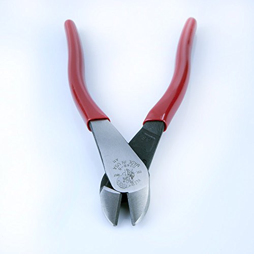 Klein Tools D2488 8-Inch Diagonal Cutting Pliers High Leverage, Red, Small