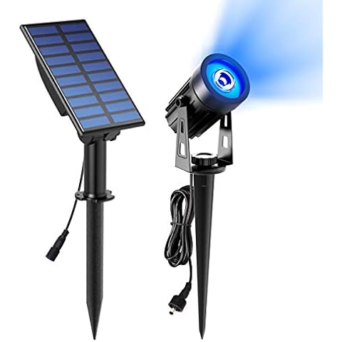 T-SUNUS Solar Spot Lights Blue Light, Solar Landscape Spotlights Outdoor Solar Powered Wall Lights 2 in 1 Waterproof Solar Landscaping Light for Yard Driveway Pathway Pool Tree Patio (Blue) Cover