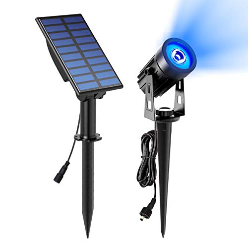 Spot Solaire Extérieur, T-SUNUS Lumière Solaire Extérieure étanche IP65 Auto ON / Off Lampe Solaire Exterieur pour Jardin Allée Chemin Zone Bleu Cover