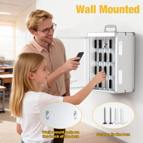 Glosen Handytresore mit 【demselben Schloss】, Handy-schließfach aufbewahrungsschrank [Wandmontiert] [Aluminiumlegierung] Handy-aufbewahrung mit Griff für Klassenzimmer Büro Prüfung