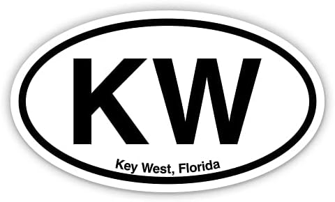 KW Key West FL Florida Oval Vinyl Car Bumper Window Sticker 3" x 2"
