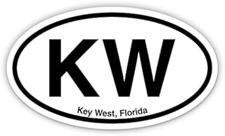KW Key West FL Florida Oval Vinyl Car Bumper Window Sticker 3" x 2"