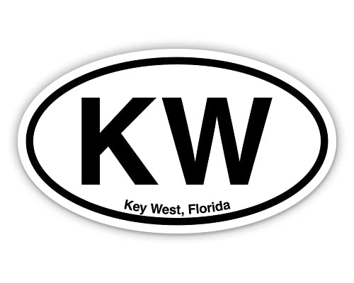 KW Key West FL Florida Oval Car Sticker Indoor Outdoor 5" x 3"
