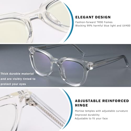 Image of Blue Light Glasses for Woman /Men TR90 Computer Eyeglasses with Anti Eyestrain & UV Glare (Transparent)