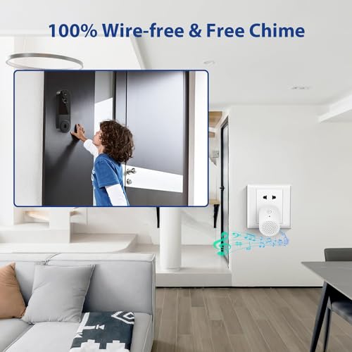 guggre 1080P Smart Video Doorbell Camera Wireless with Ring Chime, AI Human Detection, 2-Way Audio, Live View, 2.4G WiFi, Night Vision, Easy Mount Installation for Indoor Outdoor Surveillance