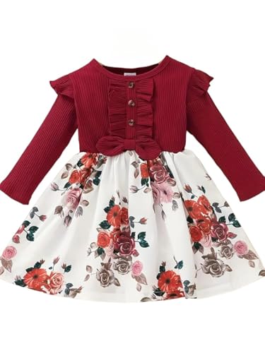 Image of Buy & Try by Dharmikaay Girl's Lycra Floral Printed Frock Dress for Girls Short Frock Baby Princess Western Dresses| Stylish Fancy Kids Clothing for New Year, Fashion.