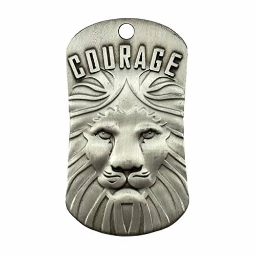 Shields of Strength Courage the Lion Antique Finish Dog Tag Necklace-Joshua 1:9