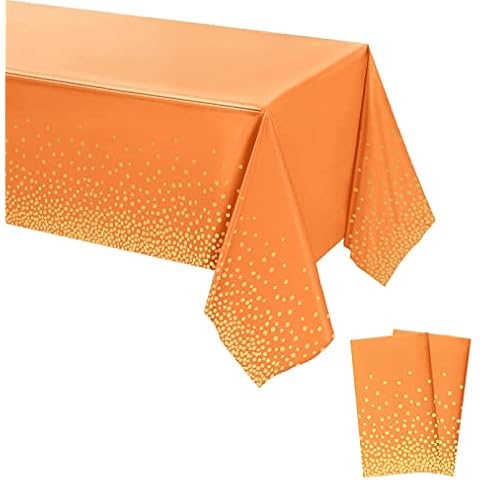 POPOYU Orange Gold Dotted Tablecloths Cover
