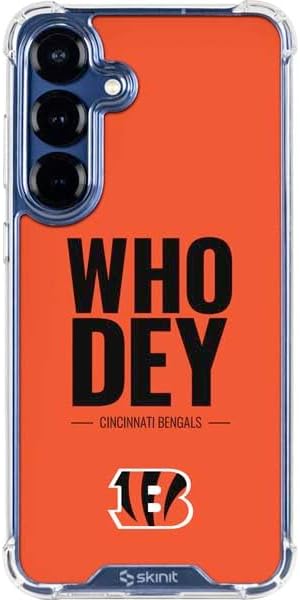 Skinit Clear Phone Case Compatible with Galaxy S25 - Officially Licensed NFL Cincinnati Bengals Black & White Design