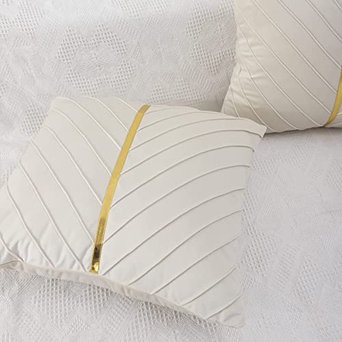 Image of Velvet Throw Pillow Covers 16x16 inch Pack of 2 Gold Decor Beige