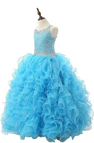 Girls Pageant Dress Beaded Organza Ruffles Long Dresses for Birthday Party Dance Girls Ball Gowns2