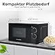 KLAMER Mikrowelle 20 Liter, 700 Watt, 9 Leistungsstufen inklusive Grill- und Auftaufunktion, 35-Minuten-Timer, inkl. Drehteller & Grillrost, energieeffizient, schwarz