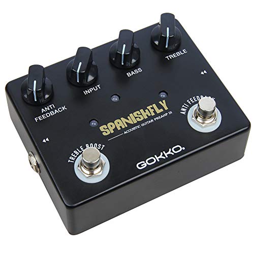 Gokko Gk-32 Spanishfly Guitar Effect Pedal, Preamplifier Di Box For Acoustic Guitar, Treble Boost & Anti Feedback #TOP1