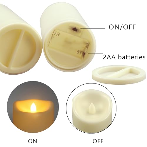 Image of CANDLE CHOICE Waterproof Outdoor Battery Operated Flameless Candles with Timer Flickering Plastic Resin Electric LED Pillar Lights for Lantern Patio Garden Wedding Party Decorations 3x7 Inches 3 Pack