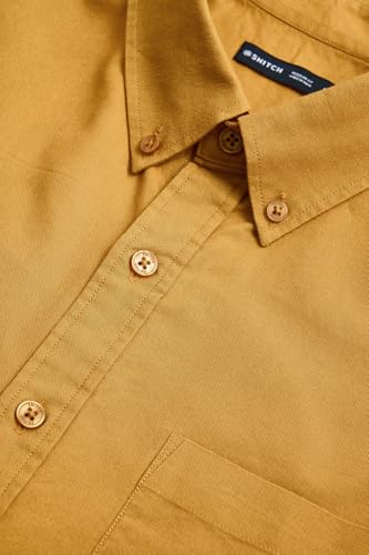 Image of SNITCH Men Casual & Semi-Formal Shirt | Regular Fit Long Sleeve Button-Down Collar Solid Oxford Style | 100% Cotton Breathable Fabric for Office, Date Night