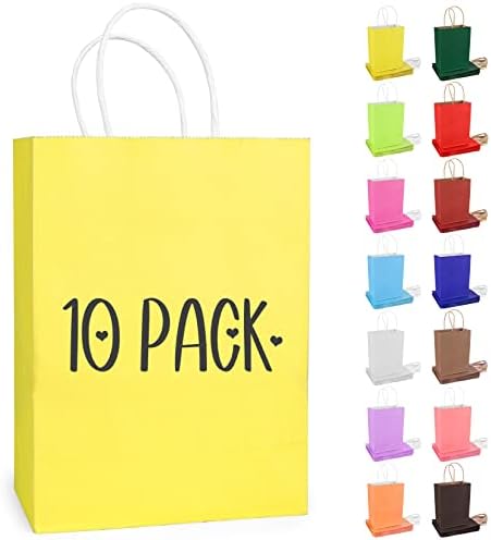ARTCUT 40 PCS Gift Bags, Brown Paper Bags, Small Paper Party Bags with Handles, Birthday Gift Bag for Presents, Paper Gift Bags for Wedding, Birthday, Party, 150x80x210mm (Hot Pink)
