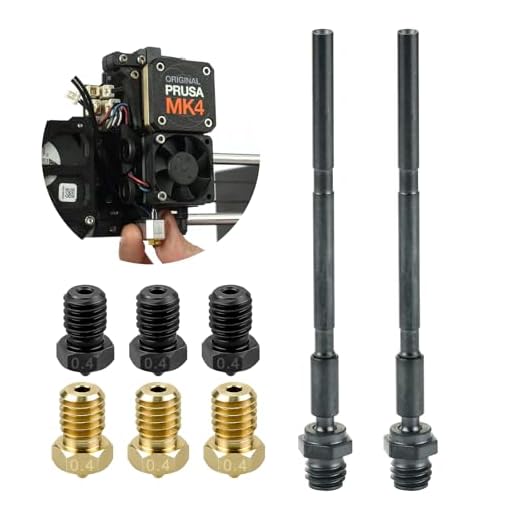 SeulQirw Bimetal Nano-Coated Heatbreak & E3D-V6 Nozzle Bundle (0.4mm) - 2 Heat Breaks + 3 Brass + 3 Steel Nozzles, Quick-Change Kit for Prusa MK4/MK4 XL 3D Printers