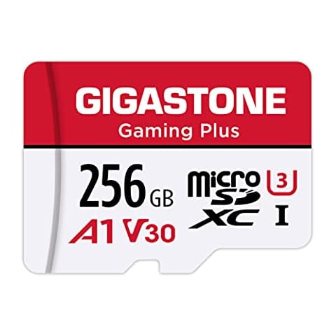 [Gigastone] 256GB Micro SD Card, Gaming Plus, MicroSDXC Memory Card for Nintendo-Switch, Wyze, GoPro, Dash Cam, Security Camera, 4K Video Recording, UHS-I A1 U3 V30 C10, up to 100MB/s, with Adapter Cover
