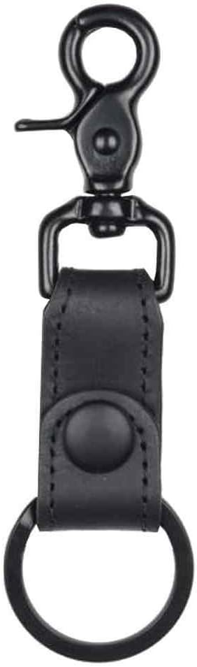 MascorroBiker Black on Black Motorcycle Key Fob, Trigger Hook, Genuine Leather BBK60