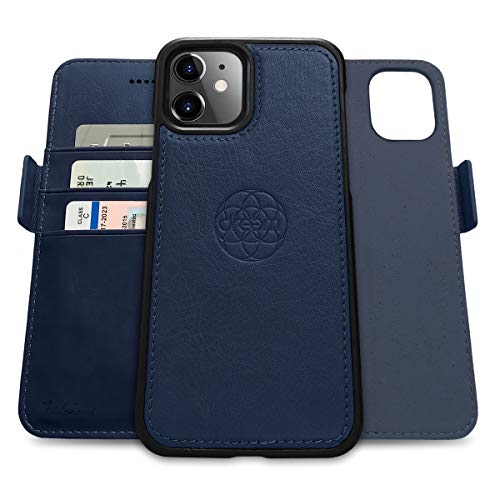 dreem Fibonacci Coque iPhone 12 Mini Magnetique Antichoc | Etui Portefeuille 2-en-1 avec Stand Amovible 2 Positions | TPU Vegan Fin| Protection RFID | Bleu Royal