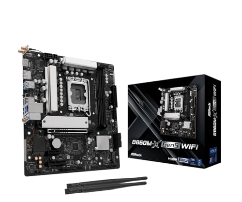 ASRock B860M-X Gen5 WiFi LGA1851 Micro-ATX Motherboard Supports Intel Core Ultra Series 2 Processors DDR5 9066+(OC) PCIe 5.0 x16 WiFi 6E 2.5G LAN
