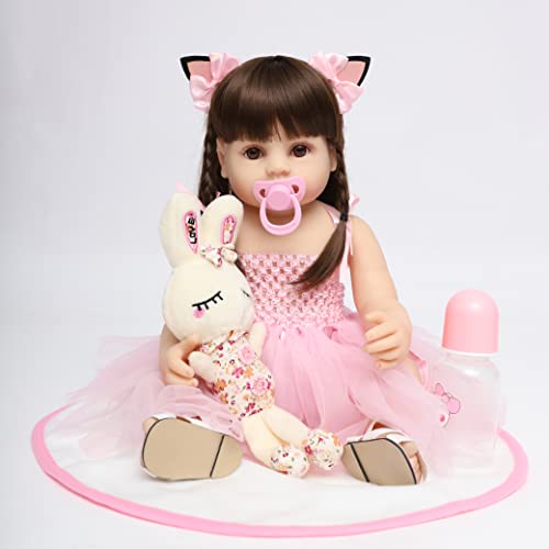 ZIYIUI Réaliste Bebe Reborn Fille 22 Pouces 55cm Reborn Poupée Bébé Silicone Souple pour Tout Le Corps Simulation Nouveau-Né Bébé Garçon Fille étanche Jouets Cadeau de Noël Cover